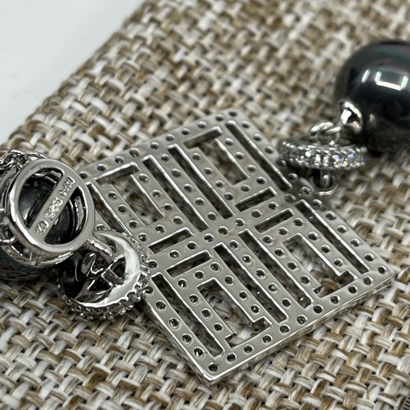 Joseph Esposito 925 Diamonique Necklace with Black Cultured Pearls – 18-20" - Picture 13 of 16